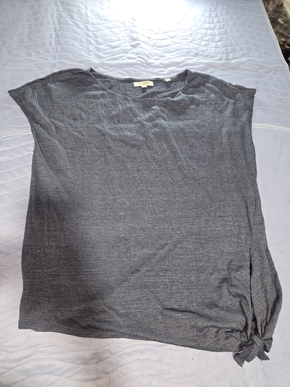 Max Studio London Navy Textured Top